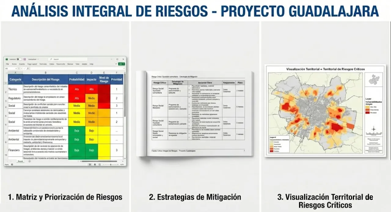 Matriz de riesgos y visualización territorial de riesgos críticos